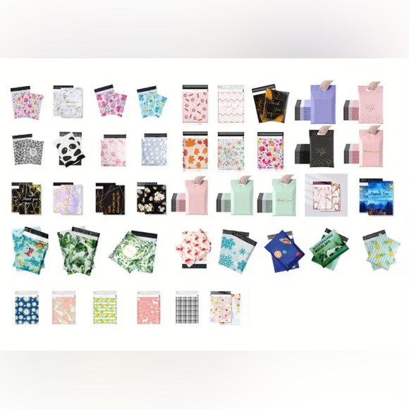 Other - 10 assorted poly mailers 10x13 and 10 thank you stickers